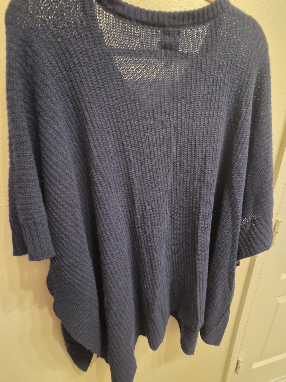 Halogen Cashmere V-Neck Cozy Knit Women's Sweater Ponch - Blue - Picture 2 of 9